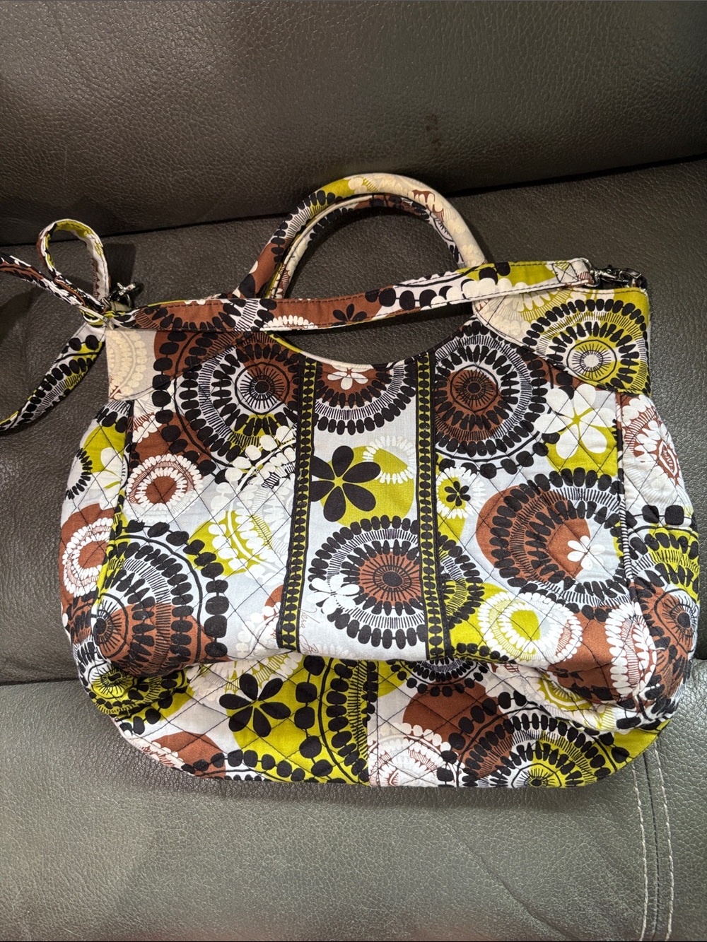Vera Bradley crossbody bag in brown, black and olive floral - Picture 4 of 10